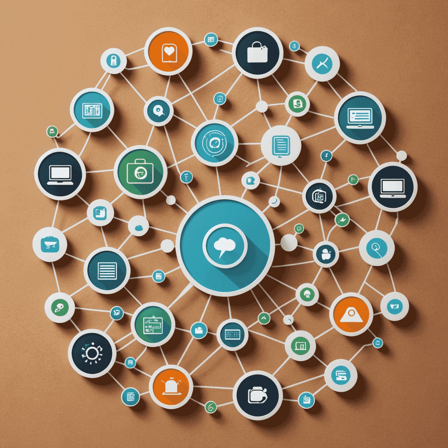 Image illustrant une interface de gestion de ressources réseau avec des icônes représentant différents appareils connectés